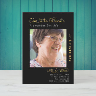 60. Geburtstagsschwarze Einladung