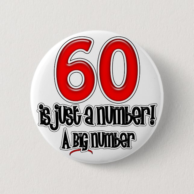 60 gerade ist ein Zahl-Knopf Button (Vorderseite)