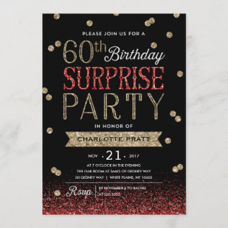 60. Glitzer Confetti Überraschung Party Einladung