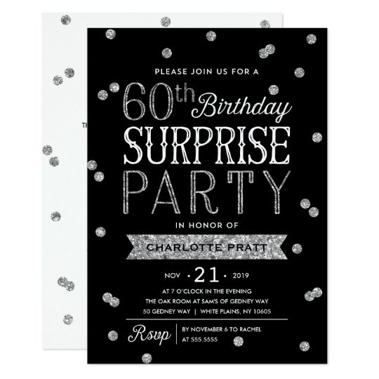 60 Glitzerconfetti Uberraschungs Party Einladung Zazzle Ch