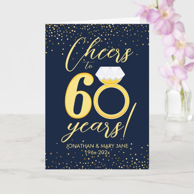 60. Gold Wedding Anniversary Cheers Karte (Orchidee)
