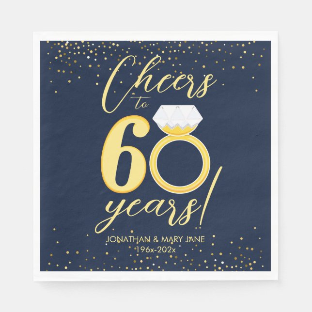 60. Gold Wedding Anniversary Cheers Serviette (Vorderseite)