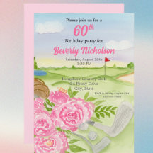 60. Golf Birthday Party Peonies on Golf Course in