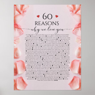 60 Gründe, aus denen wir Ihnen Geschenk Liebe, Bli Poster