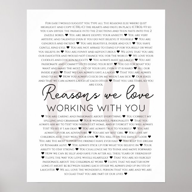 60 Gründe, aus denen wir Liebe mit Ihnen arbeiten, Poster (Vorne)
