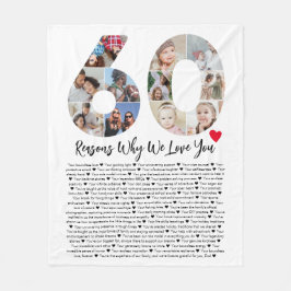 60 Gründe für die Liebe der 60. Geburtstagskollage Fleecedecke