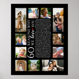 60 Gründe, warum wir Ihnen Liebe Foto Collage Gebu Poster