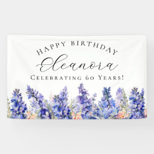 60. Happy Birthday Banner Blue July Birth Blume