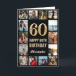 60. Happy Birthday Black and Gold Foto Collage Karte<br><div class="desc">60. Happy Birthday Black und Gold Foto Collage Geburtstagskarte. Für weitere Anpassungen klicken Sie bitte auf die Schaltfläche "Anpassen" und verwenden Sie unser Designwerkzeug, um diese Vorlage zu ändern.</div>