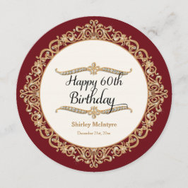 60. Happy Birthday Party Celebration Round Invite Einladung