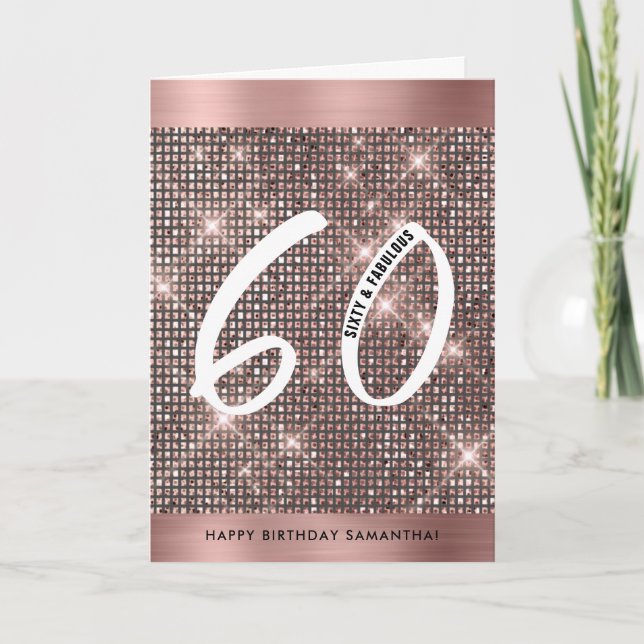 60. Happy Birthday Trendy Chic Card Karte (Vorderseite)