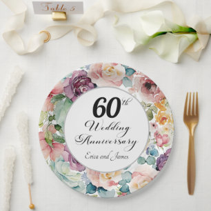 60. Hochzeit Jahrestag Elegantes Drehbuch Pappteller