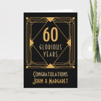 60. Hochzeit Jubiläum Art Déco Namens Gold Black