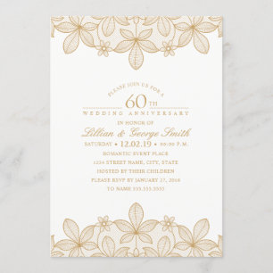 60. Hochzeit Jubiläum Elegant Golden Lace Einladung