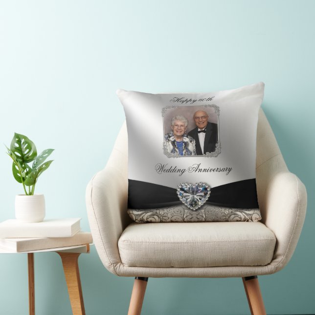 60. Hochzeit-Jubiläum-Foto-Kissen Kissen (Stuhl )
