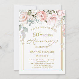 60. Hochzeit Jubiläum Weißrosa Rosen Einladung