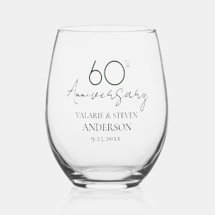 60. Hochzeit zum Jubiläum Weinglas Ohne Stiel