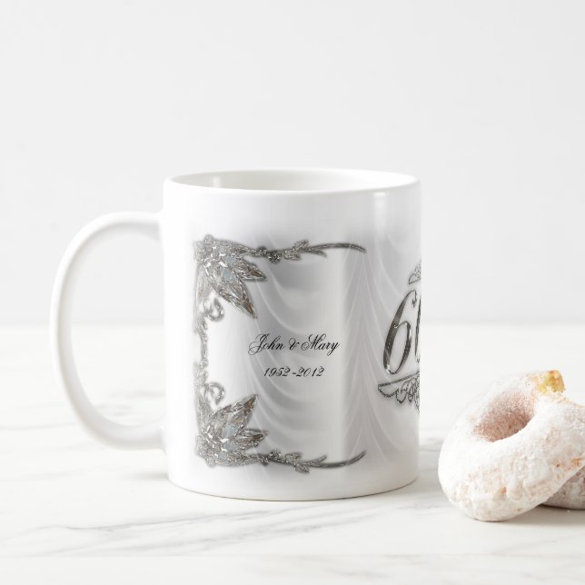 60. Hochzeits-Jahrestags-Tasse Kaffeetasse (Mit Donut)