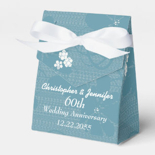60. Hochzeitsjubiläum, Blue Floral Geschenkschachtel