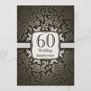 60. Hochzeitsjubiläum Damast Vintage Einladung