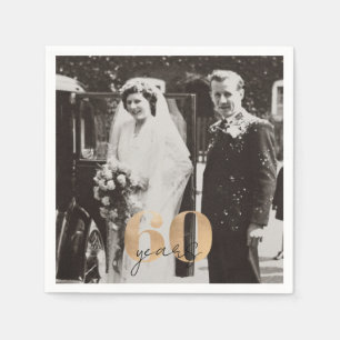 60. Hochzeitsjubiläumsfoto Damals & Heute Serviette
