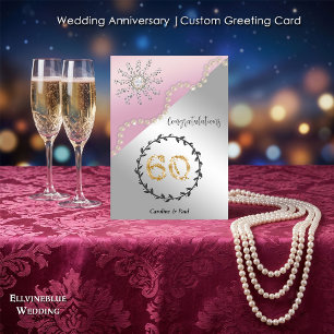 60. Hochzeitstag Chic Diamanten & Perlen Karte