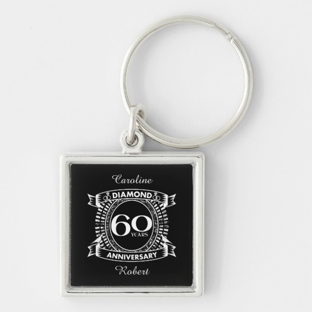 60. Hochzeitstag Diamant Wappen Schlüsselanhänger (Vorne)