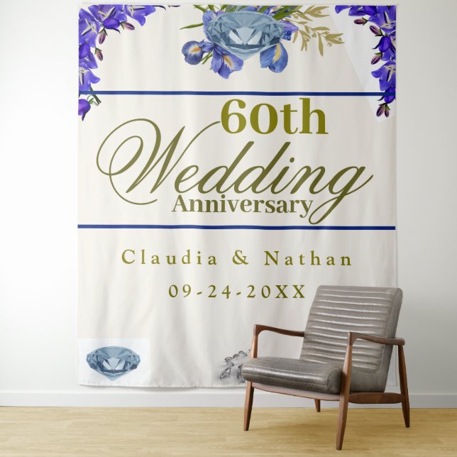 60. Hochzeitstag Diamond Iris Wandteppich (Beispiel)