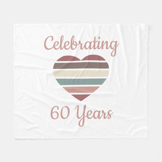 60. Hochzeitstag Fleecedecke (Vorderseite (Horizontal))