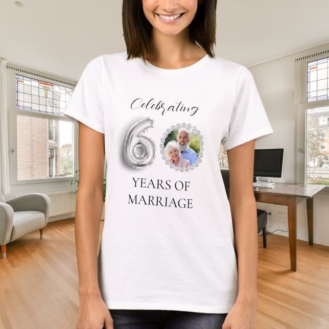 60. Hochzeitstag Foto Diamanten T-Shirt (Von Creator hochgeladen)