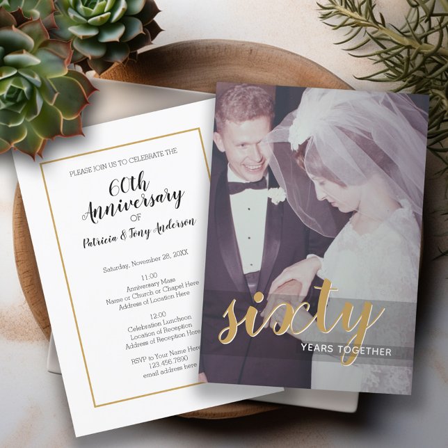 60. Hochzeitstag & Foto Einladung (Wedding Anniversary Invitation)