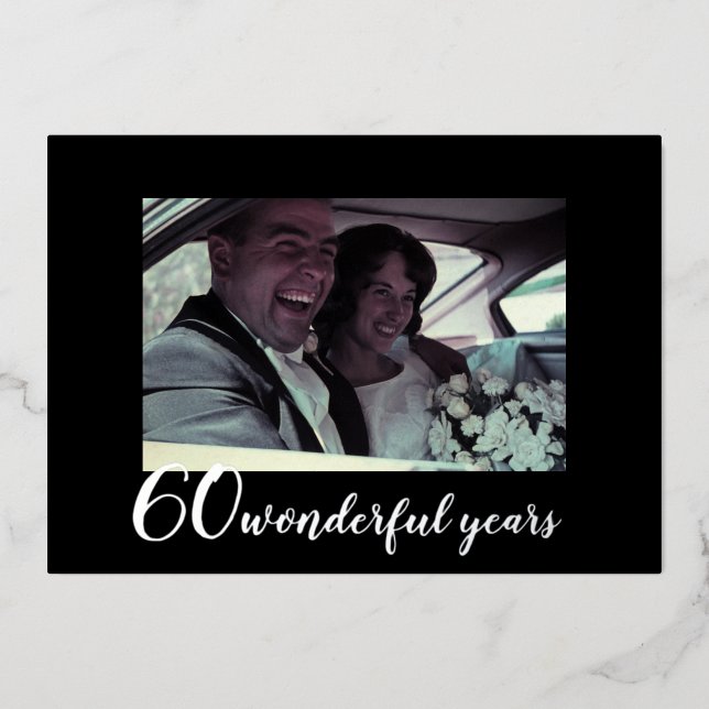 60. Hochzeitstag Foto Folieneinladung (Vorderseite)