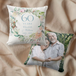 60. Hochzeitstag Foto Rose Aquarell Kissen