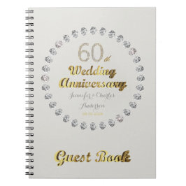 60. Hochzeitstag-Gast-Buch-Golddiamanten Notizblock