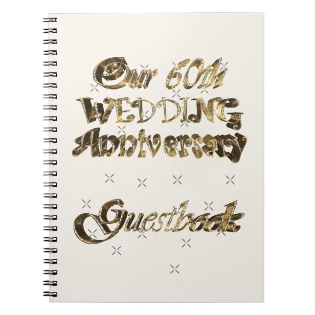 60. Hochzeitstag Gästebuch Gold White Notizblock (Vorderseite)