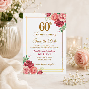 60. Hochzeitstag Goldrahmen Blumen Save The Date
