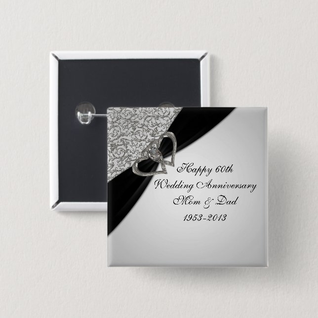 60. Hochzeitstag-Knopf Button (Vorne & Hinten)