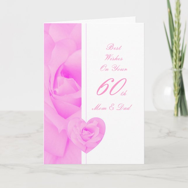 60. Hochzeitstag Mama & Vater Blumenherz Karte (Vorderseite)