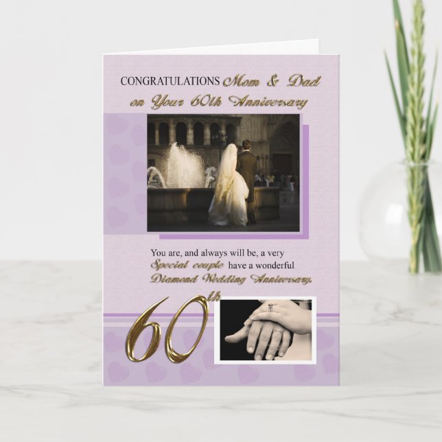 60. Hochzeitstag, Mama & Vater Karte (Vorderseite)
