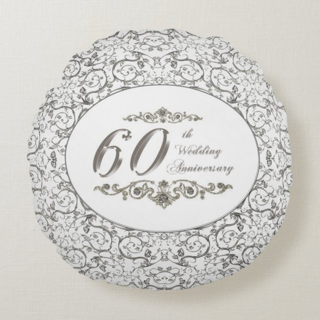60. Hochzeitstag Rundes Kissen (Vorderseite)