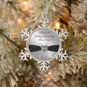 60. Hochzeitstag-Schneeflocke-Verzierung Schneeflocken Zinn-Ornament