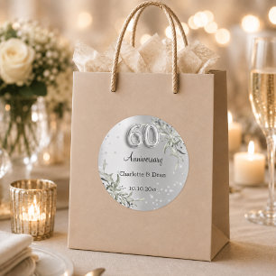 60. Hochzeitstag Silber Diamanten Runder Aufkleber