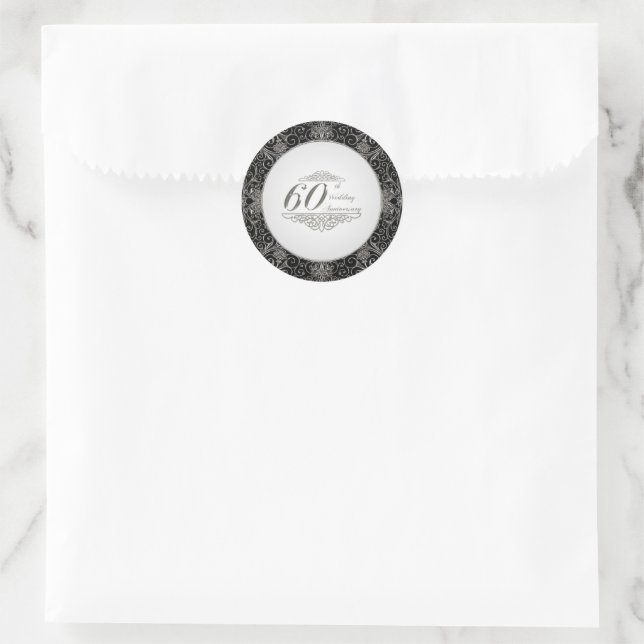 60. Hochzeitsticker Runder Aufkleber (Tasche)