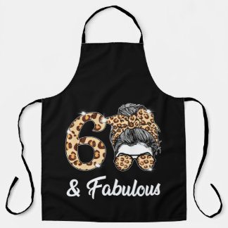 60 Jahre alt Fabulous Messy Bun Leopard 60. Geburt Schürze