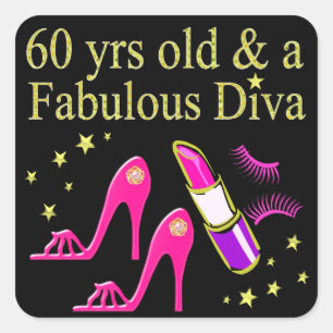 60 JAHRE ALT UND EINE DAZZLING DIVA QUADRATISCHER AUFKLEBER