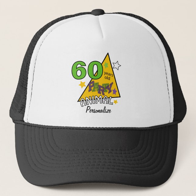 60 Jahre alter Party Tierhut Truckerkappe (Vorderseite)