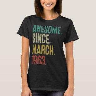 60 Jahre alter Vintager März 1963 60. Geburtstag T-Shirt