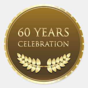 60 Jahre Celebration Gold Runder Aufkleber