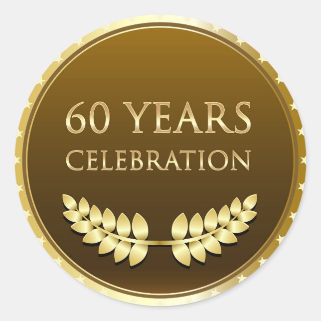 60 Jahre Celebration Gold Runder Aufkleber (Vorderseite)