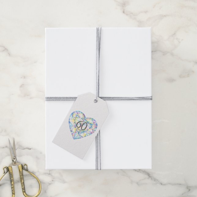 60 Jahre Rautenherz Aquarellfarben-Geschenkartikel Geschenkanhänger (Mit Garn)